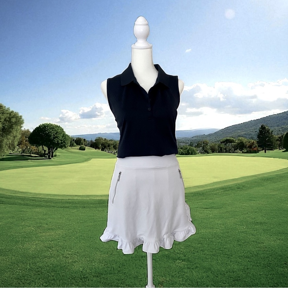 Greg Norman Ladies Sleeveless Play Dry Polo Golf Shirt Navy Size Large